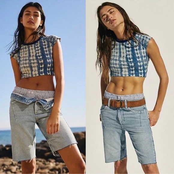 NWT WE THE FREE Ghost Town High Rise Long Short Raw Hem Size 28 - Picture 5 of 16